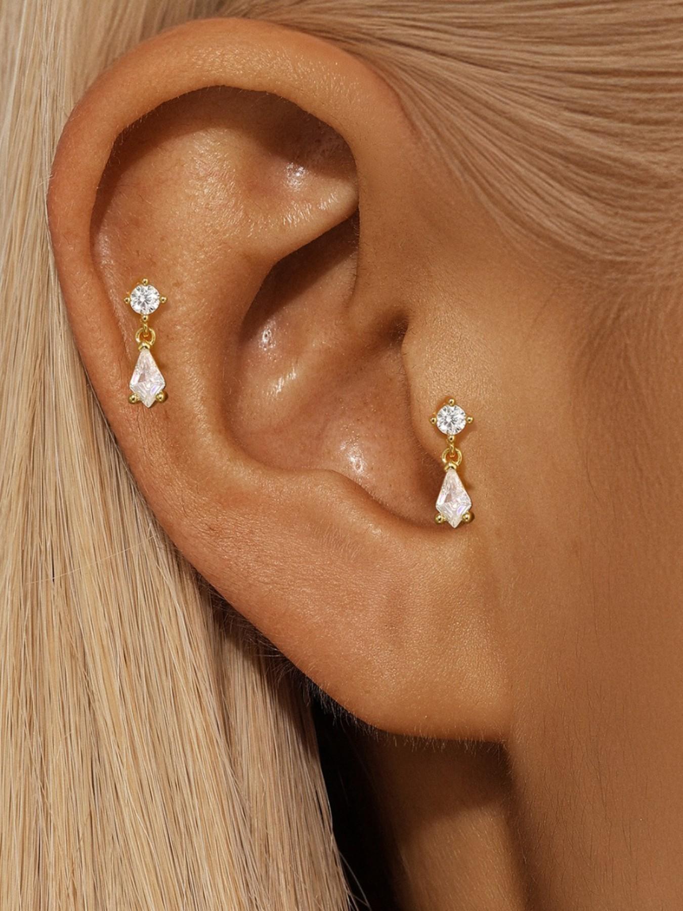 Adorable Waterdrop Zircon Earrings, Delicate Small Diamond Studs, Unique Non-Repeat Design, Silver Color, Perfect for Daily Wear