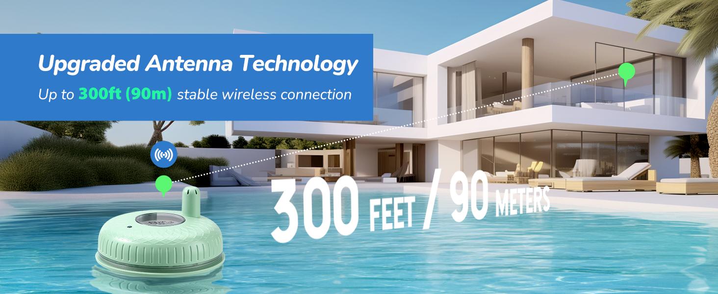 Firelex Wireless Digital Pool Thermometer Floating Easy Read, with Indoor Temperature Humidity Monitor for Swimming Pools Hot Tubs Small Ponds Aquariums