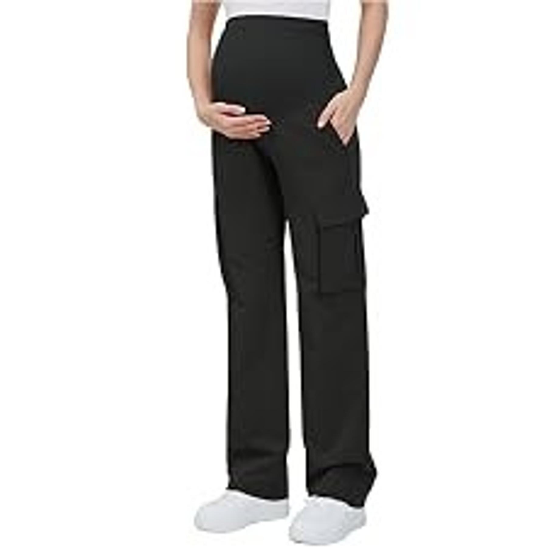Women's Over-The-Belly Maternity Cargo Scrub Pants, 4-Pocket Pregnancy Clothing, Over Belly