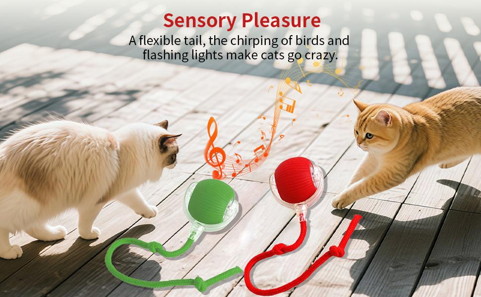 FuzzTik Cat Interactive Ball Toy, with Tail Automatic Rolling Ball, Rechargeable Smart Pet Interactive Toy, Cat Smart Ball dog  toys  fyi