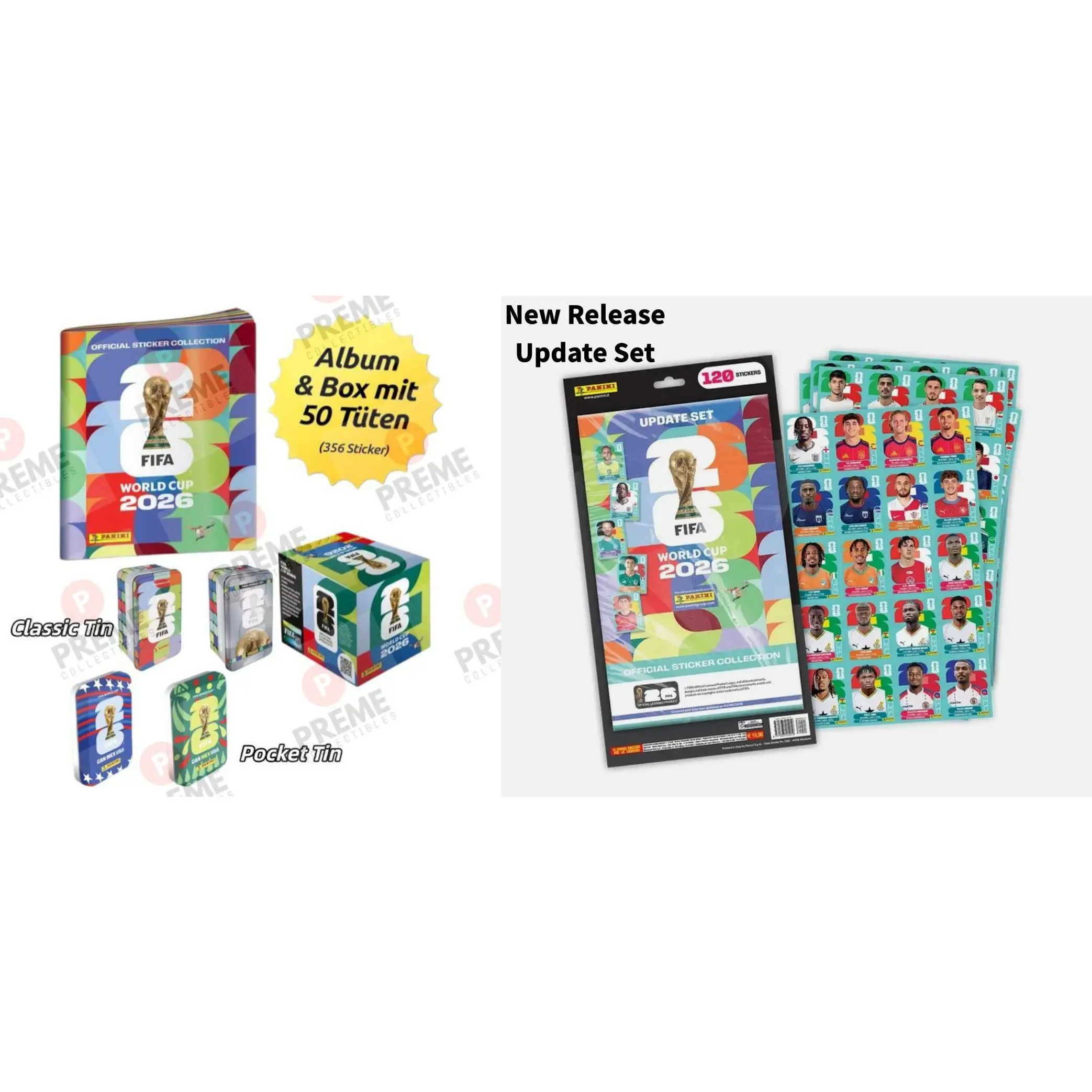 The Panini FIFA World Cup 2026 official sticker and soft cover album collection BOX and Classic / Pocket Tin NEW includes Kylian Mbappé, Jude Bellingham, Lamine Yamal, Erling Haaland, Vinícius Jr.