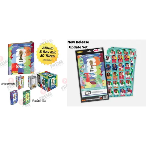 The Panini FIFA World Cup 2026 official sticker and soft cover album collection BOX and Classic / Pocket Tin NEW includes Kylian Mbappé, Jude Bellingham, Lamine Yamal, Erling Haaland, Vinícius Jr.