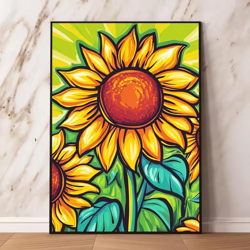 1PC framedless 5D Diamond Painting Kit-Vibrant Sunflower in Artistic Style Vibrant Sunflower in Artistic Style -Ornament Decorations for Home Resin Diamonds, AB Diamonds & Fairy Dust, Perfect for Adult Diamond Lovers,Holiday Gift