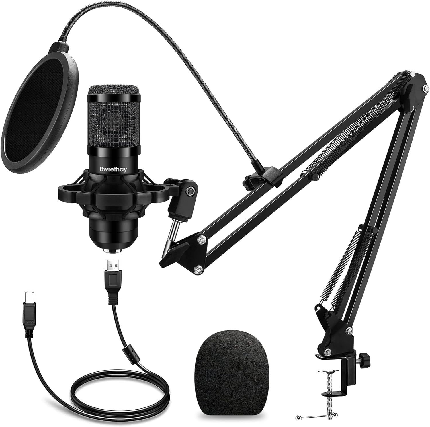 USB Gaming Microphone PC,Professional Cardioid 192kHz/24Bit Plug & Play Mic Recording Microphone Kit with Advanced Chipset,for Streaming, Podcast, Studio and Singing