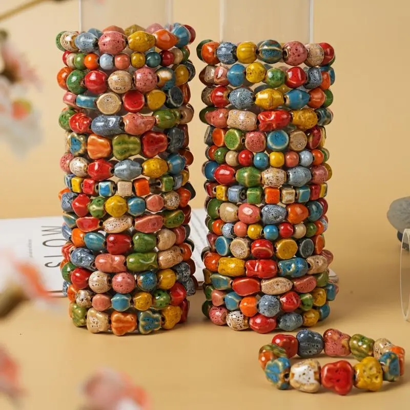 Fashion Handmade Ceramic Bangles Set of 10 - Mixed Colors, Random Shapes, Stacked Bracelets, Unisex Casual Jewelry Bracelet for Daily Wear & Couple Outfits, Gift Set Accessories