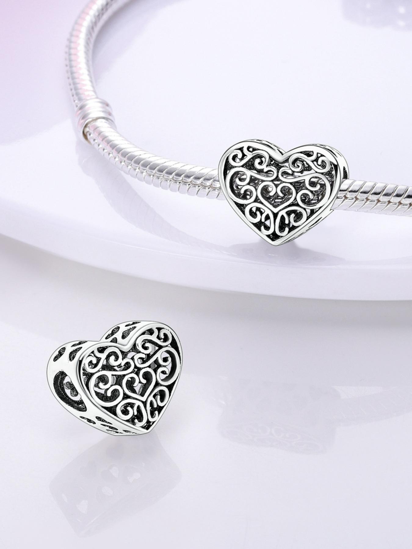 Hollow Out Heart Design Charm Bead, Heart Charm Decor, Fashion DIY Jewelry Accessories for Women & Girls, Trendy All-match & Exquisite DIY Jewelry for Gift, DIY Jewelry Making