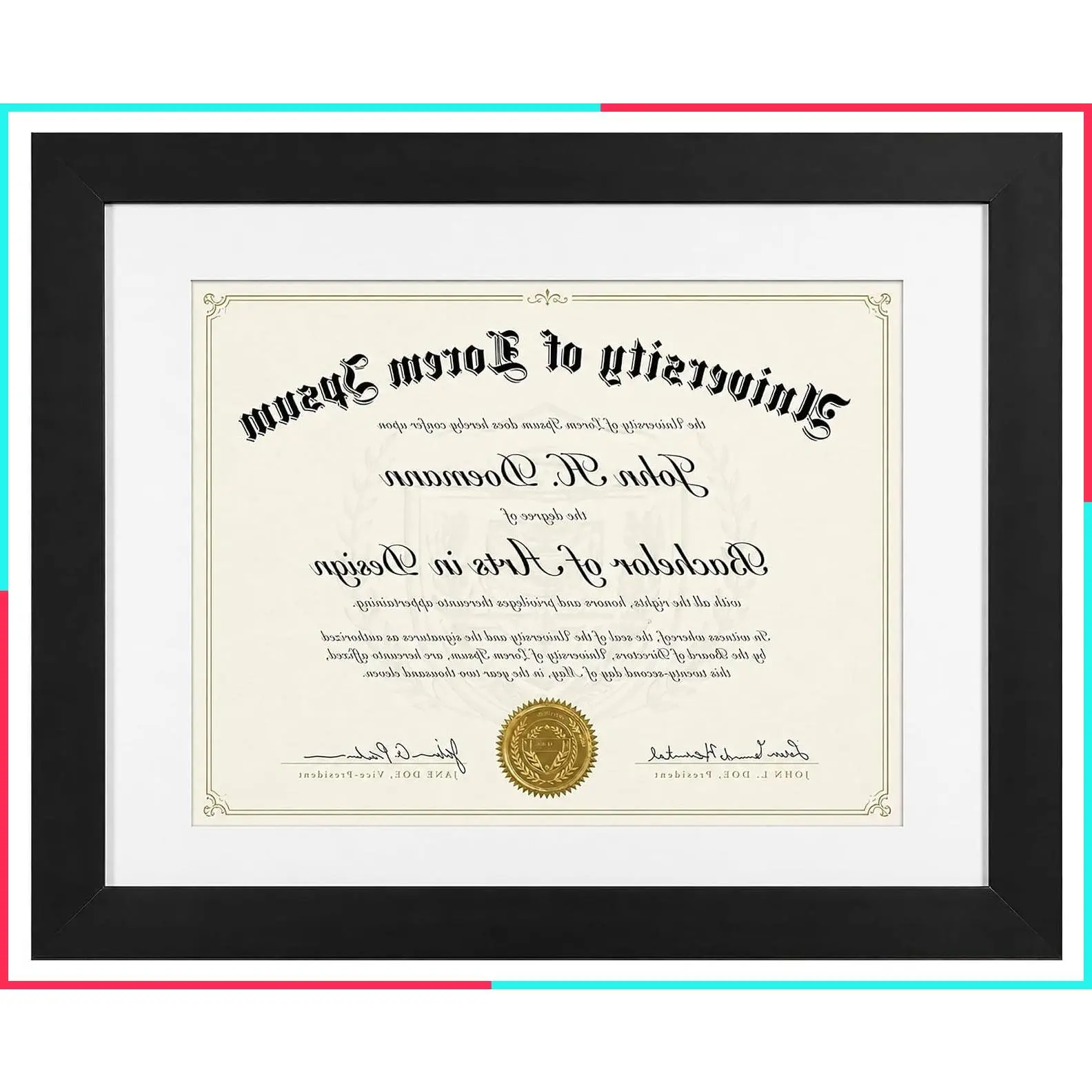 11x14 Diploma Frame with Shatter-Resistant Glass - Use as 8.5x11 Frame with Mat or Display 11x14 Documents Without Mat - Certificate Frame in Engineered Wood for Wall Display - Black