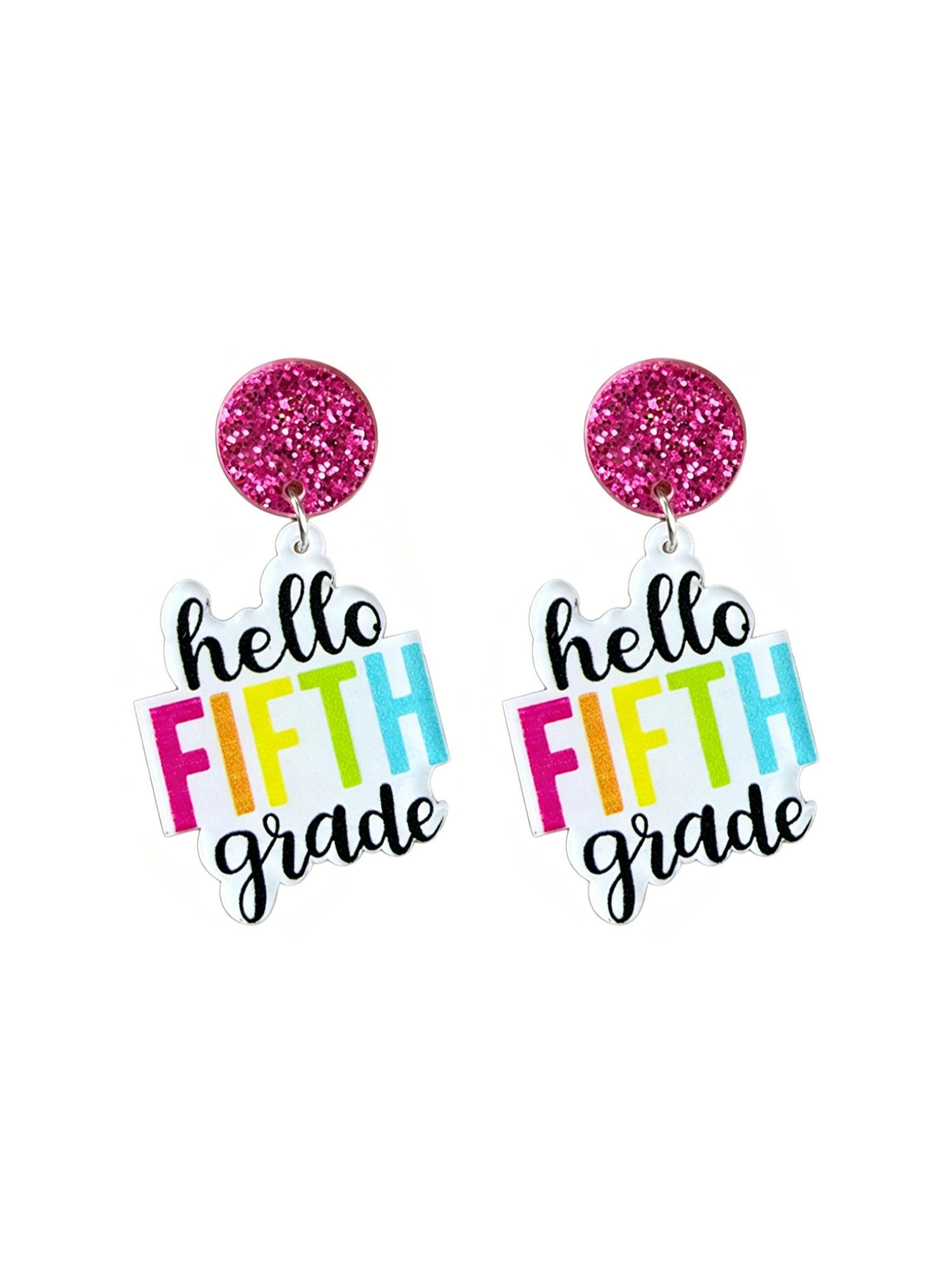 European and American Style Teacher Drop Earrings, Colorful Simple Text Sparkling Student Ear Rings, All Seasons Preppy Fashion Jewelry