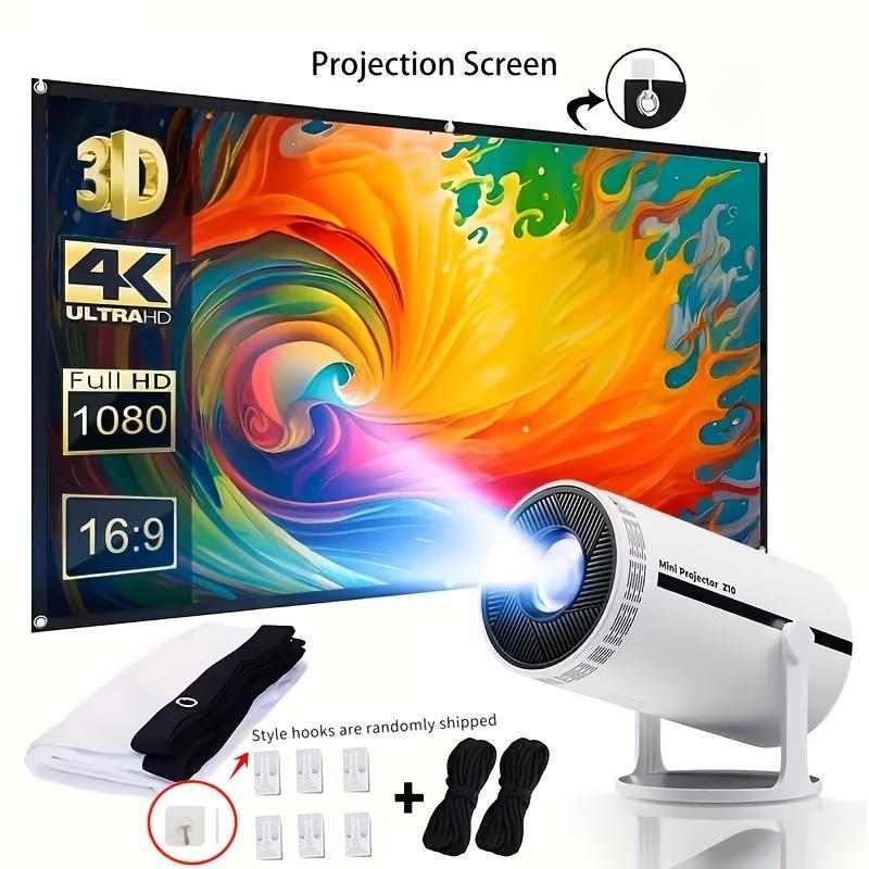 Large Screen Projector Support 1080P Resolution, Portable Pocket Design, Wall-Mounted Option for Home Theater & Presentation