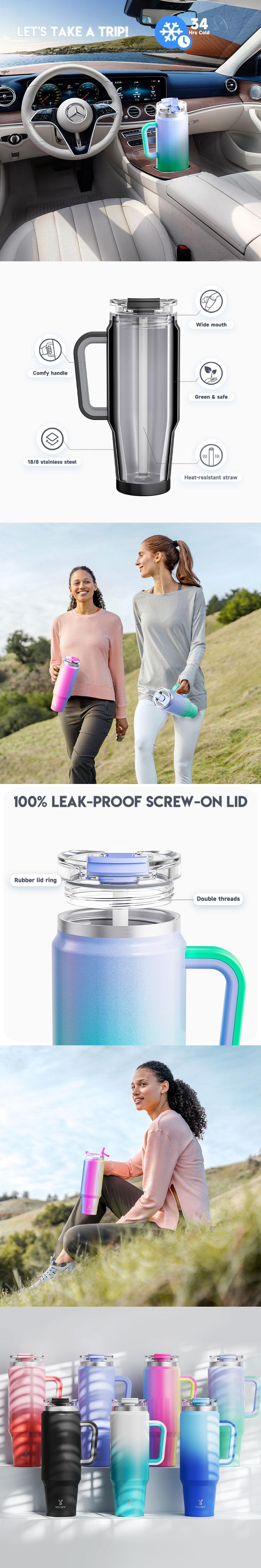 Meoky 32oz Double Mouth Car Mug with Handle,Hot Water Mug, Reusable Vacuum Insulated Stainless Steel Coffee Mug, Keeps Cold for 24 Hours or Hot for 8 Hours, Holiday Gift,TikTokShopBlackFriday