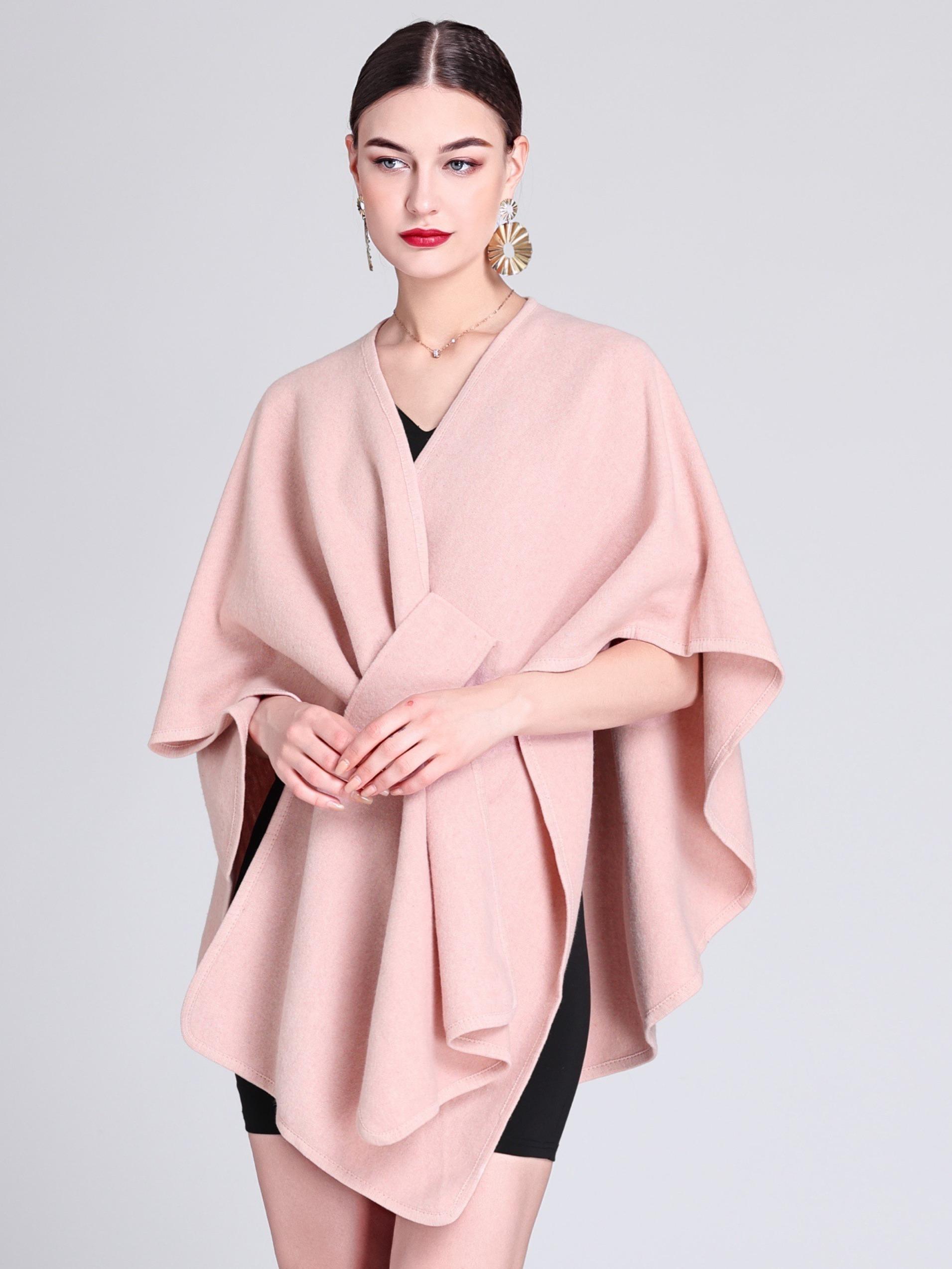 Women's Fall Winter Fashion Solid Color Shawl, Warm Comfortable, Soft Warm Shawl, Casual Multifunctional Wrap for Autumn/winter Decor