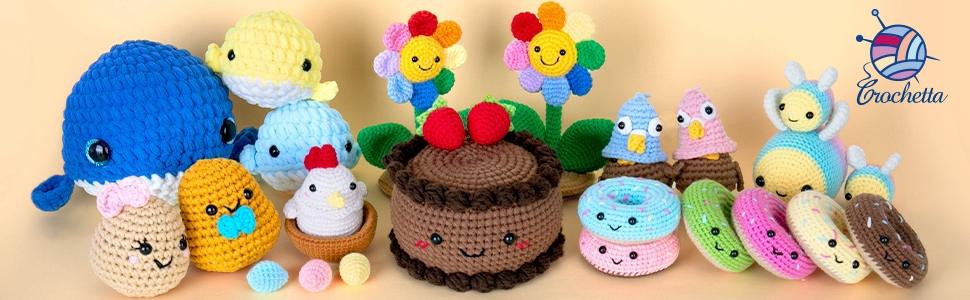 CROCHETTA All-In-One Crochet Starter Kit for Beginners with 40% Extra Yarn Step-by-Step Video Tutorials DIY Knitting Supplies for Adults Kids Chocolate Strawberry Cake Pattern CROCHETTA All-In-One Crochet Starter Kit for Beginners with 40% Extra Yarn Step-by-Step Video Tutorials DIY Knitting Supplies for Adults Kids Chocolate Strawberry Cake Pattern