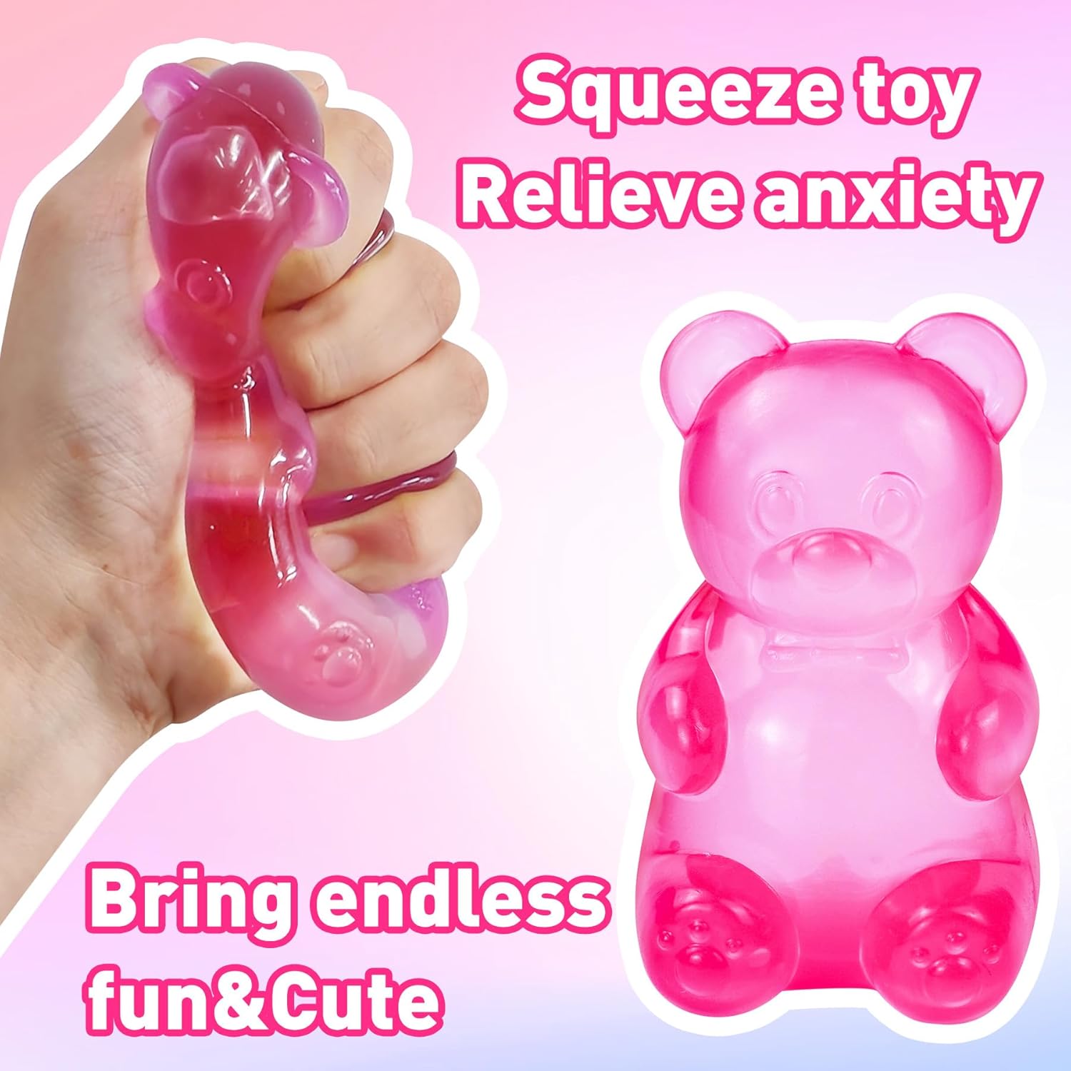 4counts Bear Squishy Sensory Fidget Toy Stress Relief Anxiety Sensory Tool for Focus ADHD & Calming Office Desk Gadget