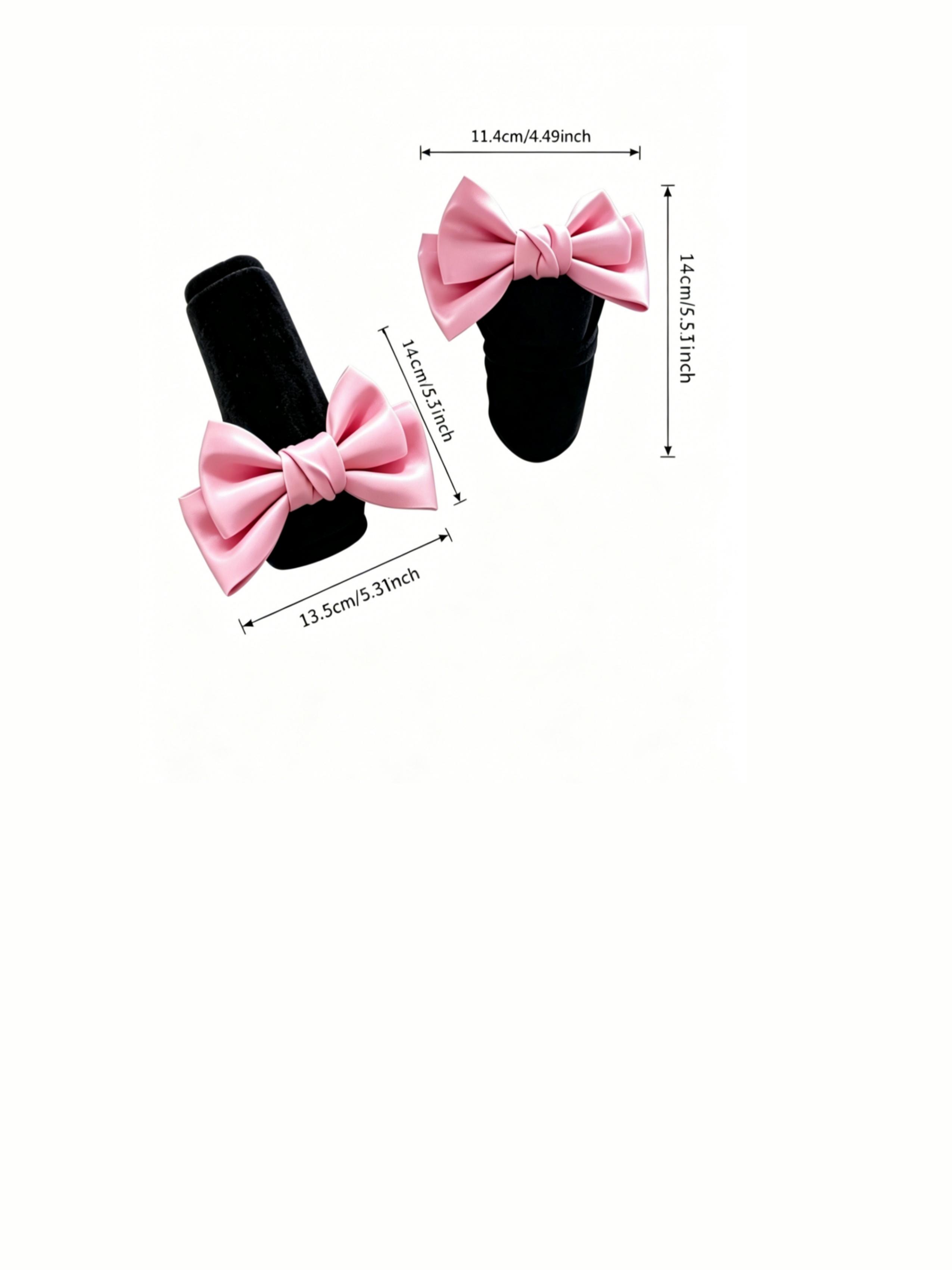 Cute Bow Car Handbrake Cover, Pull Glove Gear Shift Cover, Plush Large Butterfly Decoration for Cars,2pcs Set, Car Accessories