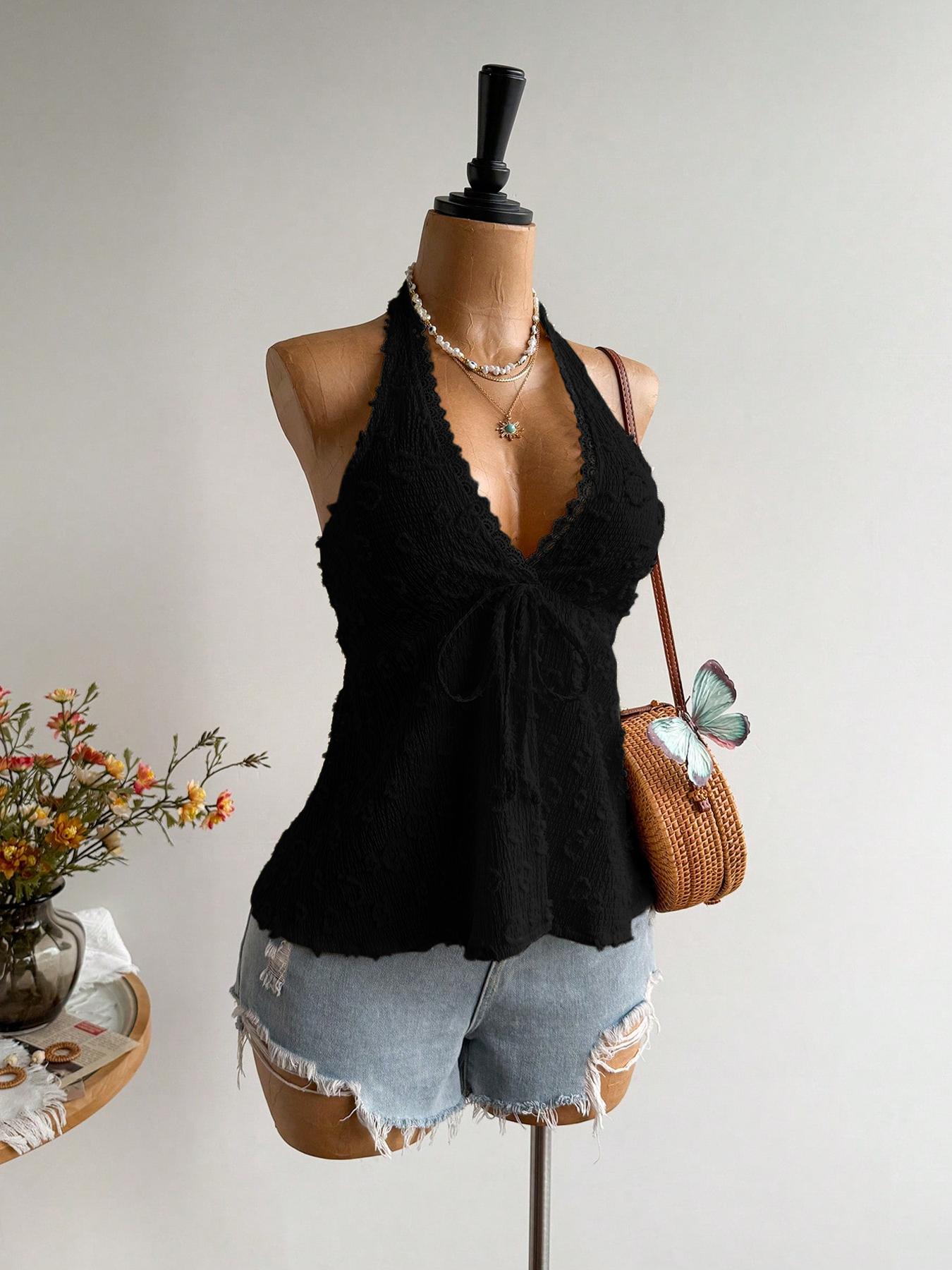 1 Piece Bohemian Style Fitted Backless Halter Top, Sleeveless, Lightweight, Aesthetic, Elegance, Perfect for Parties, Beach Trips, Music Festivals and Tropical Vacations 1 Piece Bohemian Style Fitted Backless Halter Top, Sleeveless, Lightweight, Aesthetic, Elegance, Perfect for Parties, Beach Trips, Music Festivals and Tropical Vacations