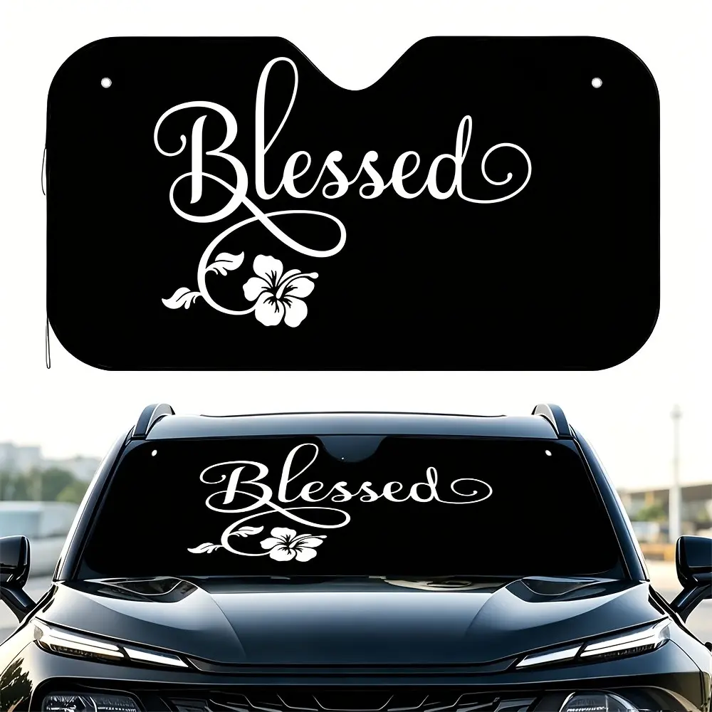 Blessed Flower Pattern Car Shade Front Windshield,Foldable Car Sun Shade Windshield Heat Blocking Sun Visor Blocks UV Rays For Cars,Trucks,SUVs