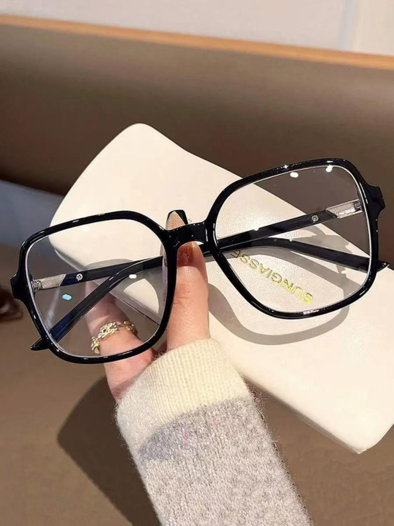 Vintage Fashion Large Frame Decorative Glasses, Women's Versatile Face-Slimming Design, Clear Lens Style, Suitable for Daily Commute Home Leisure TV Computer Phone Photography, Casual Eyeglasses