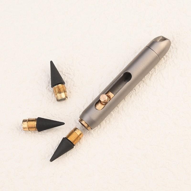 Titanium Alloy Mini Pencil Erasable Replaceable Tip Keychain Pendant Portable Pocket Pen Emergency Writing Tool