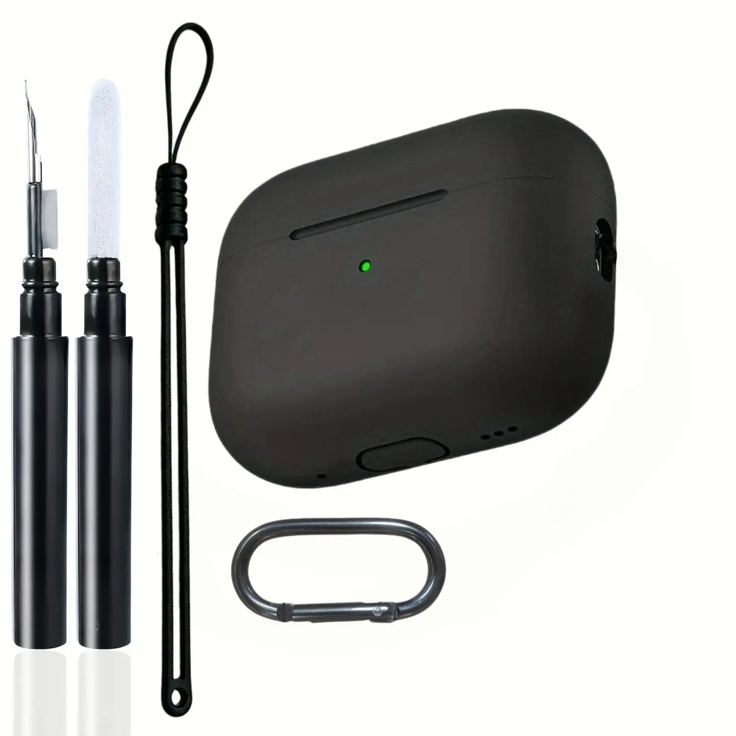 Silicone Protective Case for AirPods 5/4/3/2/1 Pro 2 with Cleaning Pen and Lanyard, Shockproof Cover Fit Compatible with AirPods White/Black/Red/Grey/Blue