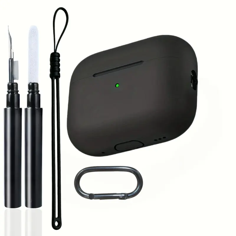 Silicone Protective Case for AirPods 5/4/3/2/1 Pro 2 with Cleaning Pen and Lanyard, Shockproof Cover Fit Compatible with AirPods White/Black/Red/Grey/Blue