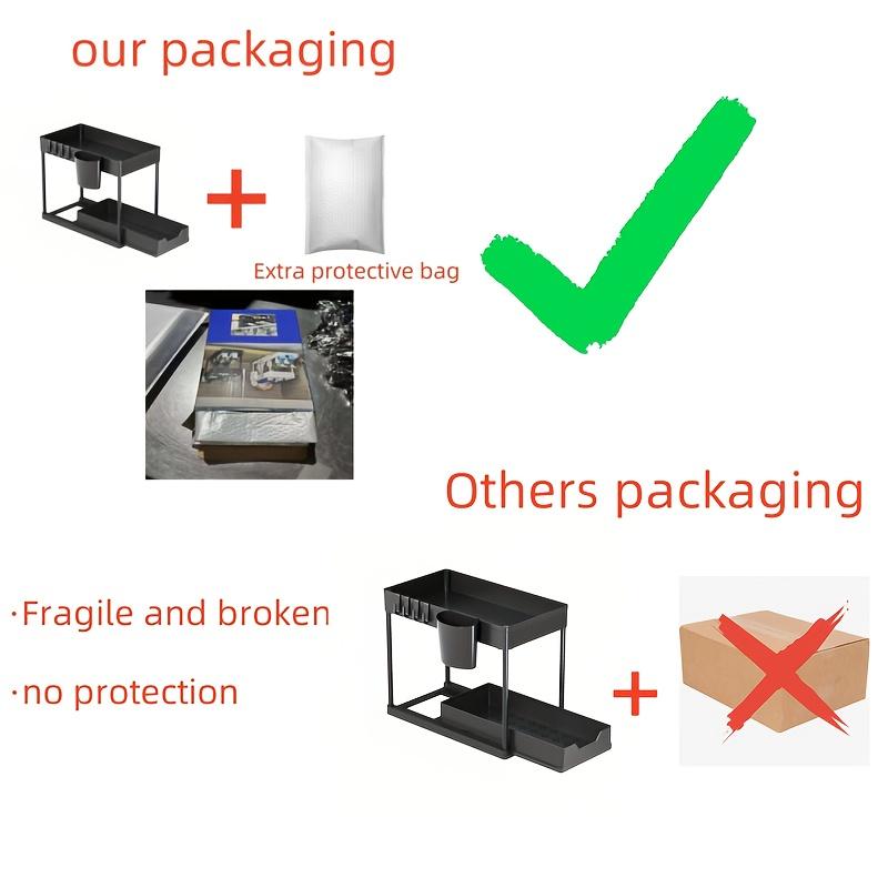 Sliding Sink Organizer Rack with Metal Frame, Pull-Out Storage Basket, Adjustable Storage, Space Saving Cabinet Organizer for Kitchen Bathroom Laundry Room