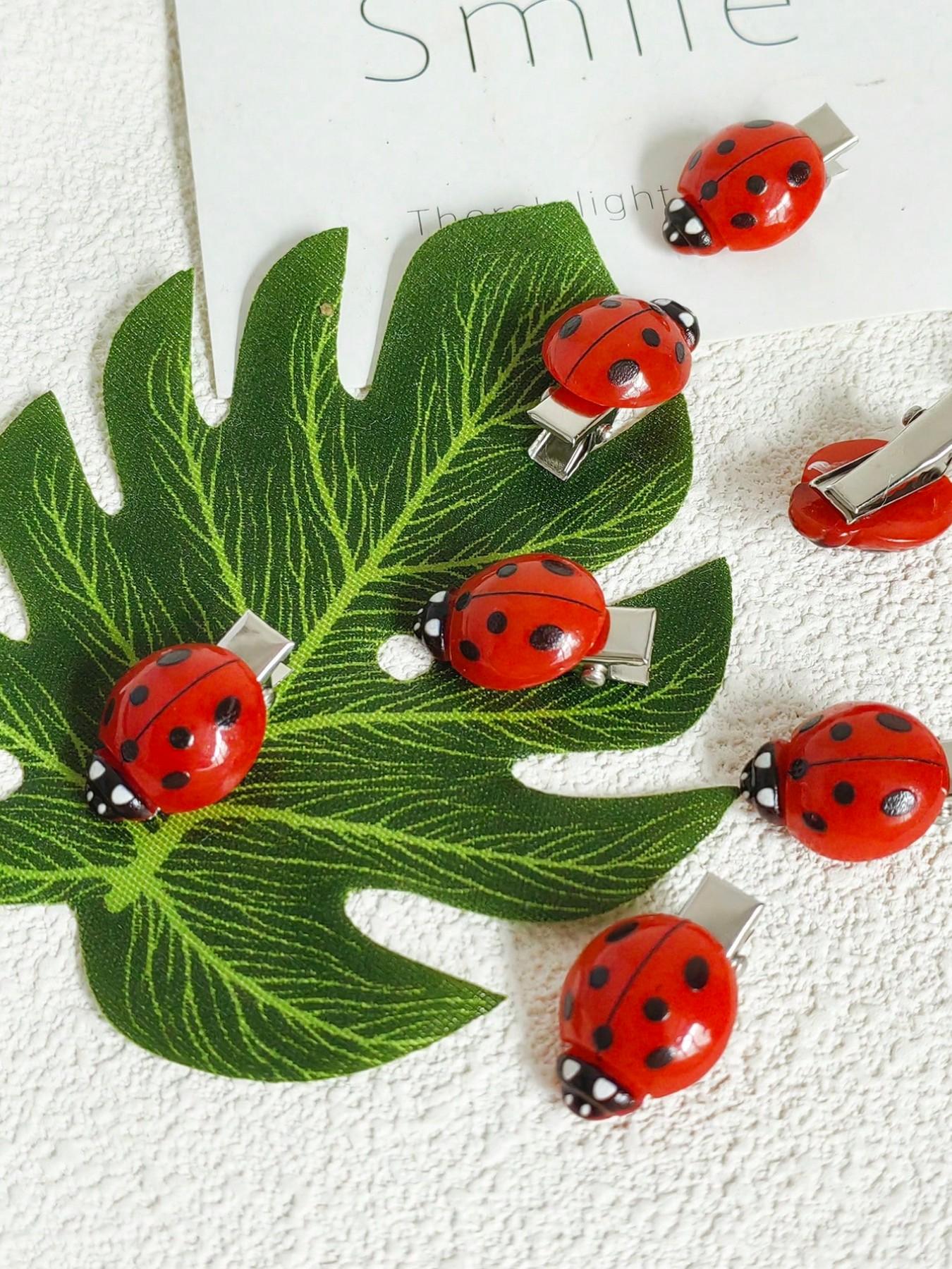 10pcs Cute Ladybug Design Hair Clips, Creative Funny Hair Clips, Fashionable Hair Accessories for Women & Girls, Minimalist Headwear Suitable for Thick Hair