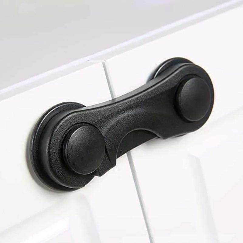 2pcs Multifunctional Industrial Science Safety Lock Safety Cabinet Drawer Door Buckle Home black Bathroom Refrigerator Lock, Freezer Lock