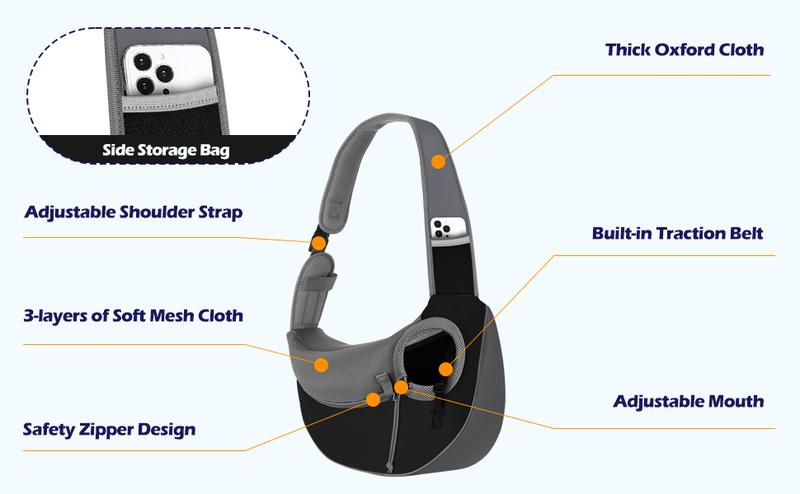 Pawaboo Pet Dog Sling Carrier, Hand Free Drawstring Dog Papoose with Adjustable Strap, Breathable Mesh Bag for Puppy Cat, Crossbody Satchel Dog Purse with Pocket for Outdoor, Dark Gray+Black Pawaboo Pet Dog Sling Carrier, Hand Free Drawstring Dog Papoose with Adjustable Strap, Breathable Mesh Bag for Puppy Cat, Crossbody Satchel Dog Purse with Pocket for Outdoor, Dark Gray+Black