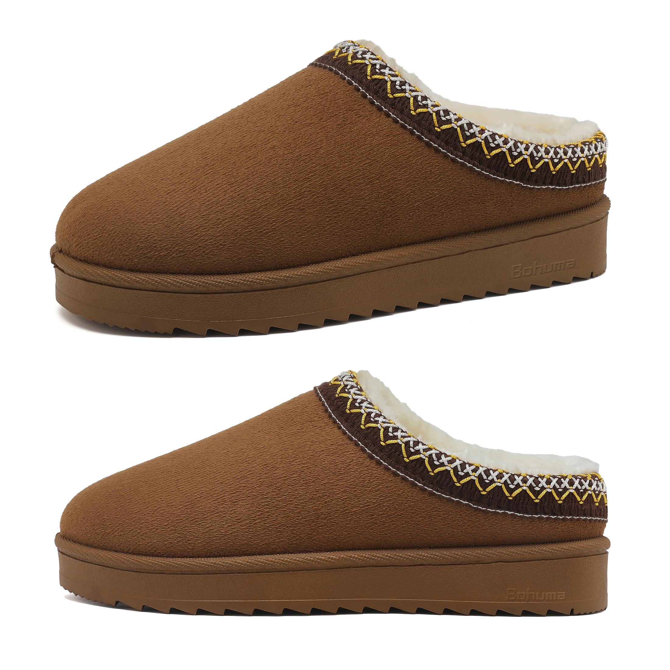 Women's Snow Boots Suede Indoor/Outdoor Comfy Fleece Lined Short Slippers