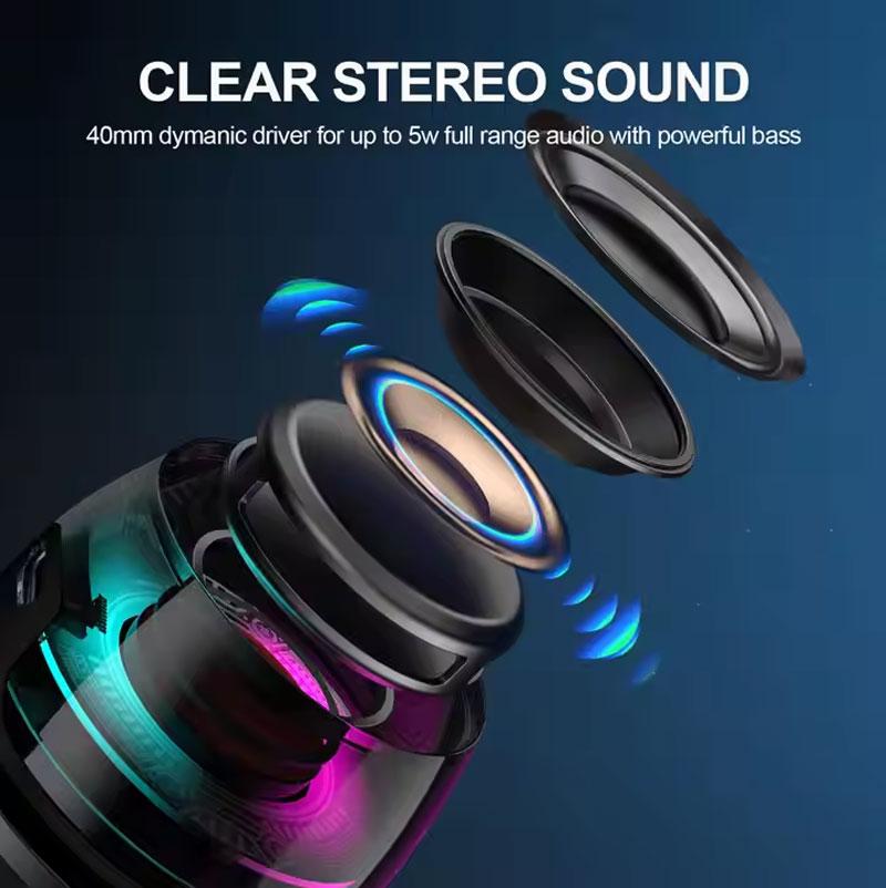 Magnetic Mini Bluetooth Speaker, 5W mini Speakers Wireless with Bluetooth 5.3, RGB Light, Game Mode, 7H Playtime, Portable Phone Stand for iPhone, Travel, Golf Cart - Black