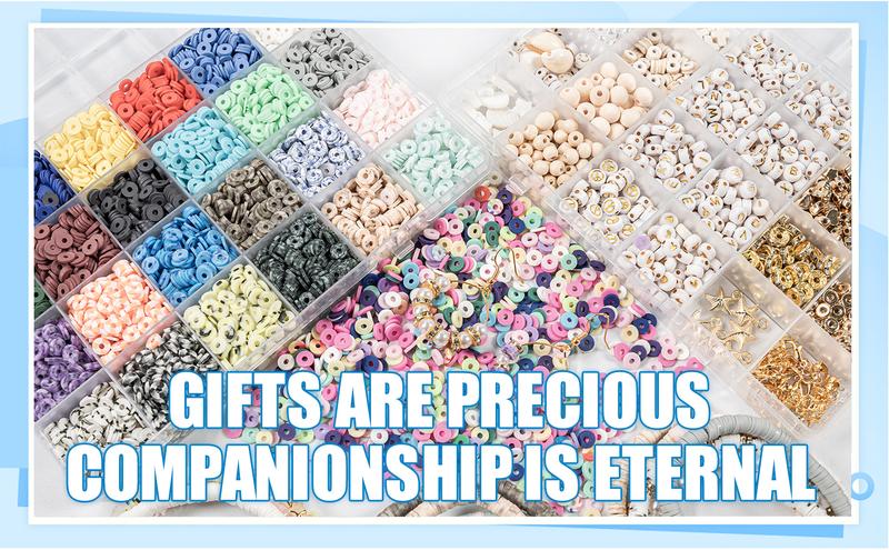 Clay Beads 9000 pcs Bracelet Making Kit with Heishi Disc Beads, 2 Boxes, Charms, and Creative Designs Craft Gift for Jewellery Making Beaded Jewelry Beading Accessories bracelet making kit
