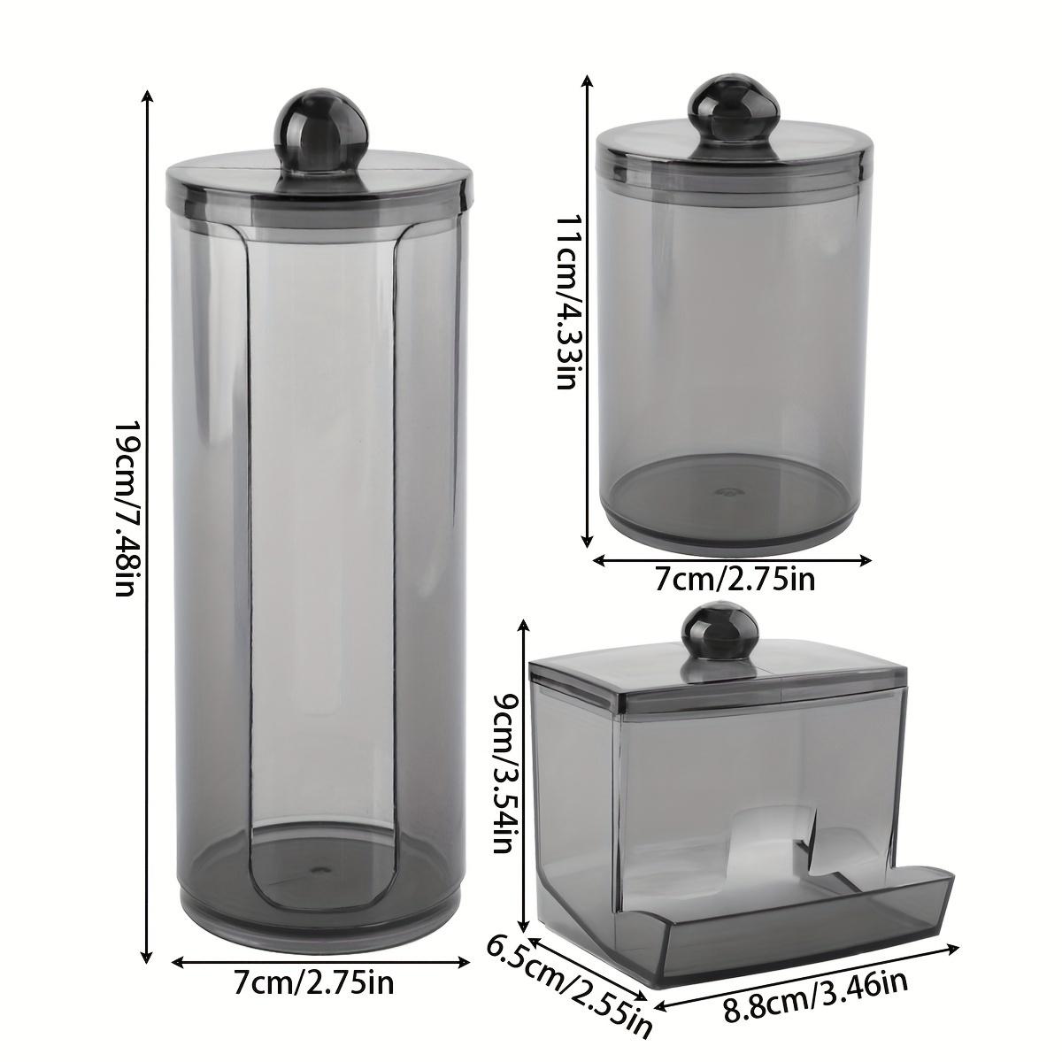 Clear Plastic Transparent Storage Box, 3 Counts/set Modern Simple Storage Jar Canister with Lid, Bathroom Accessories Set, Home Organizer for Cotton Swab, Ball, Pads, Floss, Bottles Containers