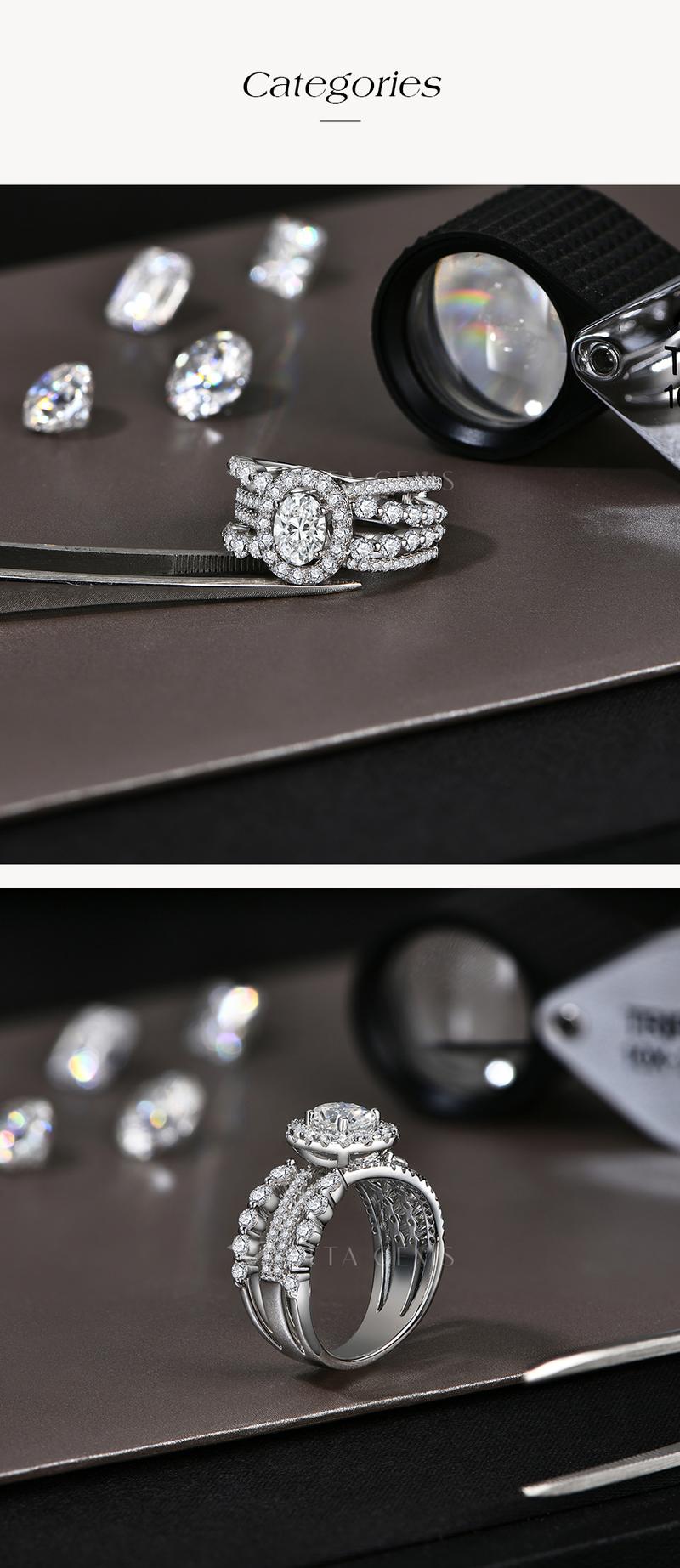 1 CT Oval Cut Fashion Luxury Shinning D Color VVS1 Women's Synthetic Moissanite Ring Wedding Engagement Gift Women's Jewelry Accessories R249