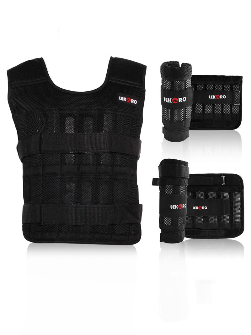 Adjustable Weighted Vest 44LB Workout Weight Vest Training Fitness Weighted Jacket for Men Women(Included 96 Steel Plates Weights)Gym Belt,Outdoorfun Muscle Exercise Equipment