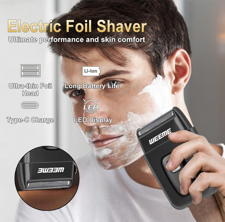 Weeme 3pcs/4pcs Blue Home Electric Hair Trimmer Set, USB Rechargeable, T-Head Trimmer, Shaver, Nose Hair Trimmer, Holiday Gift for Boyfriend, Hair Clippers Set