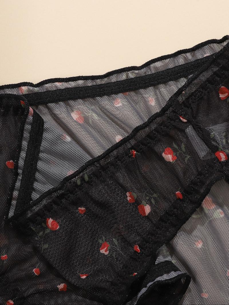 【Plus Size】 Floral Print Panty, Breathable Comfortable Panties for Daily Wear, Women's Underwear for All Seasons, Fashion Comfy Underwear