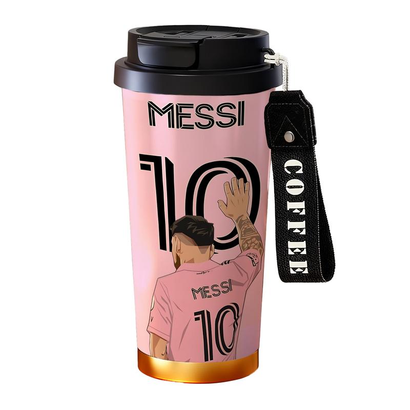 Auracup 18 oz Soccer Vacuum Tumbler, Messi 10 Design Double-Wall Stainless Steel Insulated Mug with Lid and Strap, Leak-Proof Skinny Thermal Cup for Hot and Cold Drinks, Football Fan Coffee Travel Mug #TOP PICKS