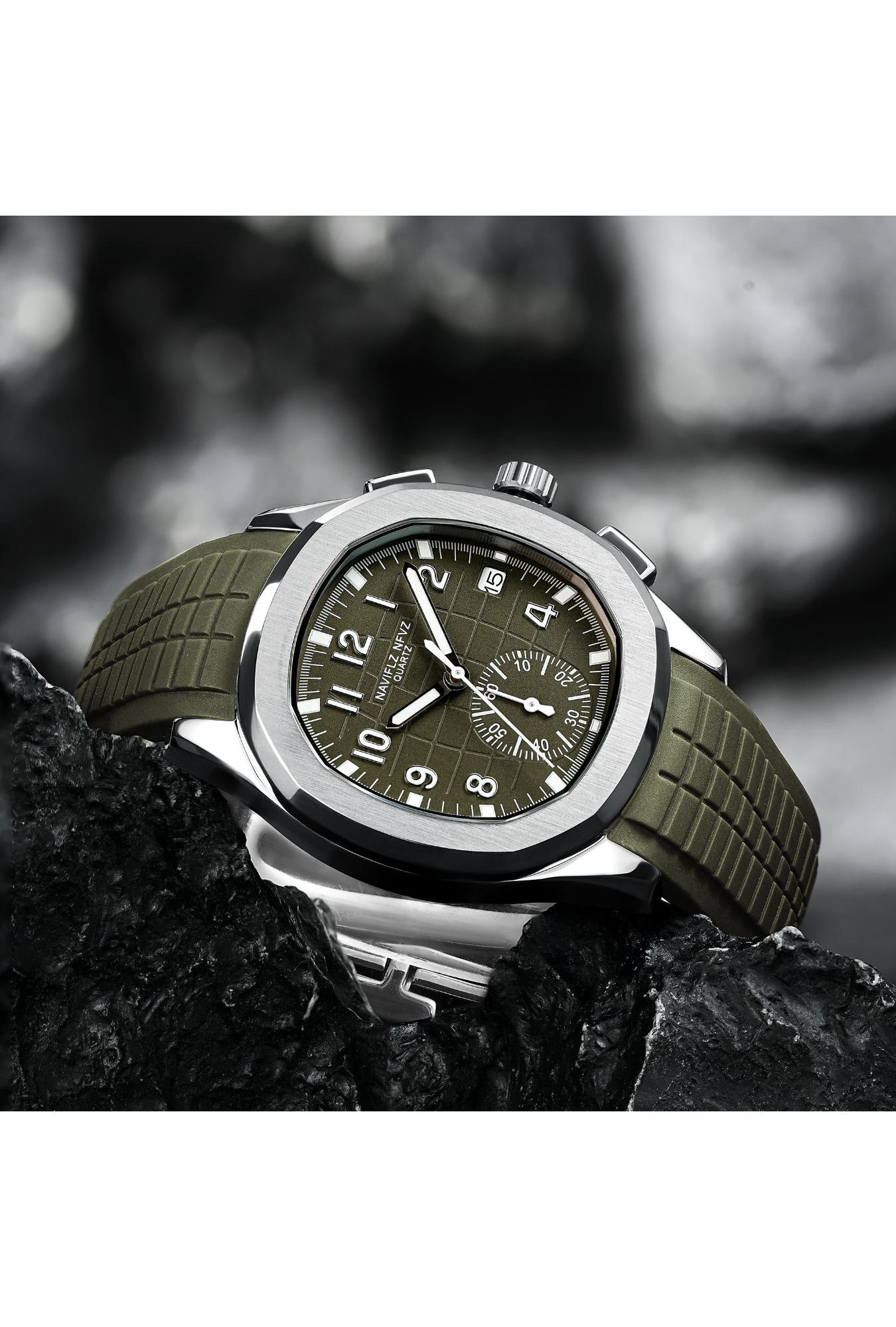 2026 Hot Selling Top Luxury Brand Japan VD53 Mov Chronograph Quartz Watch Stainless Steel Silver-Blue Rubber Strap Luminous Waterproof