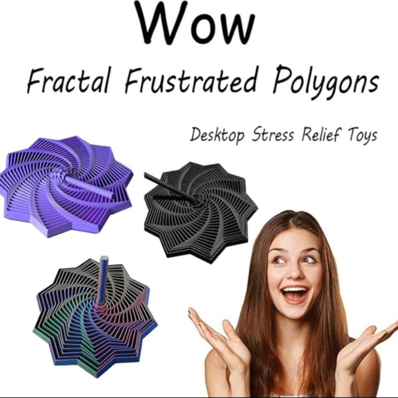 3D Printed Sensory Star Shape, Handheld Fractal Hexagon Decompression Toy, Office Desk Pressure Reliever, Stress Relief Fidgeting, Rotating Spiral