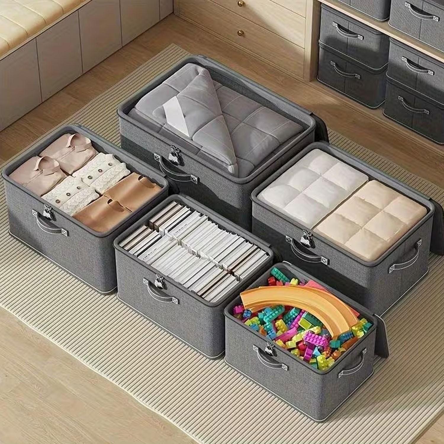 Extra-large stackable storage box - Multi-functional space-saving organizer suitable for use in wardrobes, bedrooms, kitchens, etc. - Ideal choice for toys, books, clothes and bed sheets.