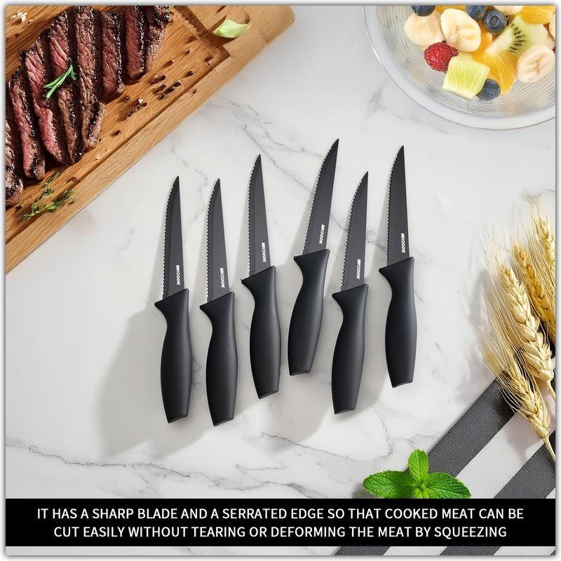 19-piece kitchen knife set with chef's knife, bread knife and scissors, including sharpening rod and integrated knife block