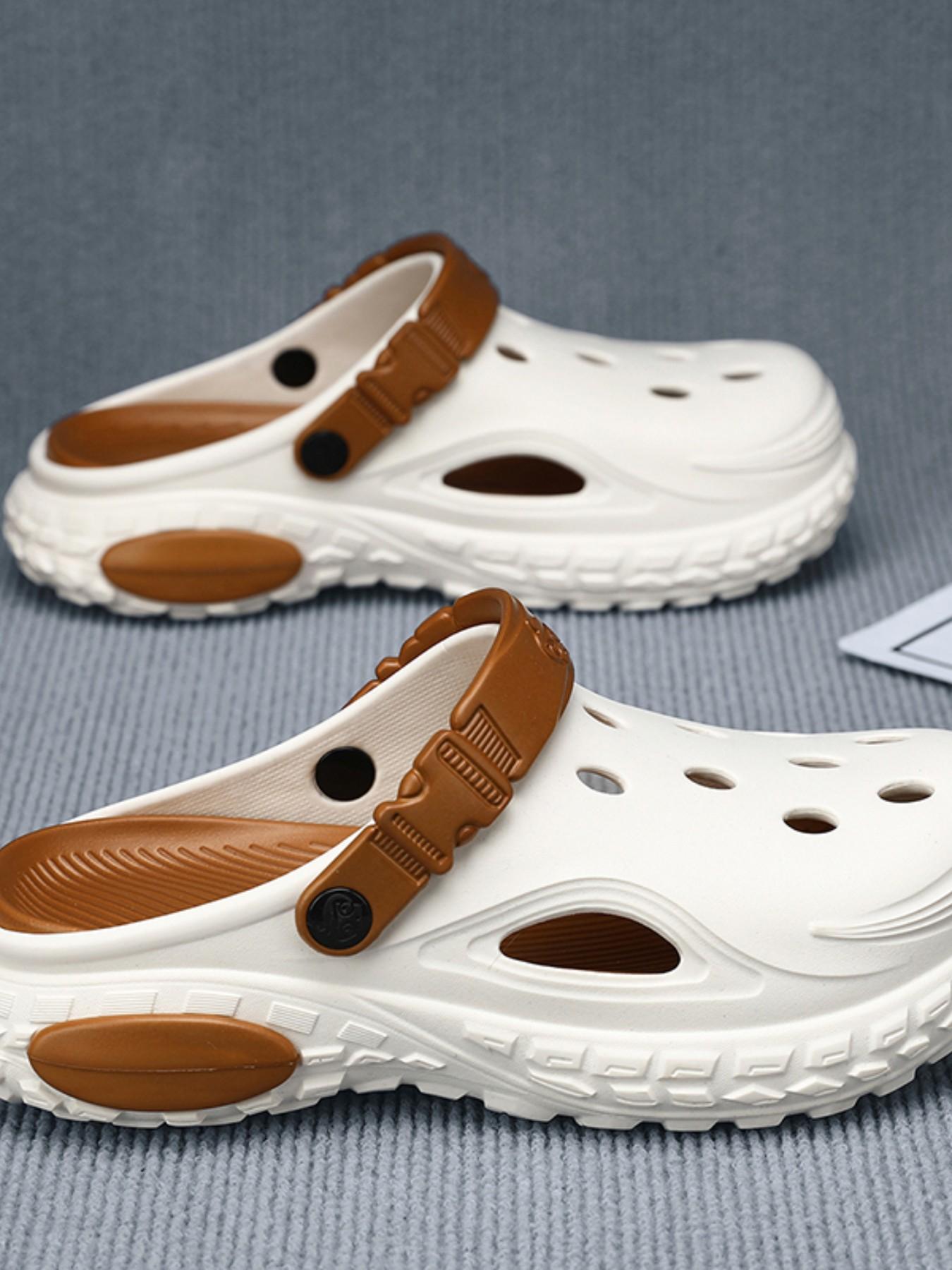 Large Size Couple Holey Shoes, Loose Thick Sole Sandals, Outdoor Wear, Extra Wide Durable Slippers, Beach Shoes, Comfortable Footwear