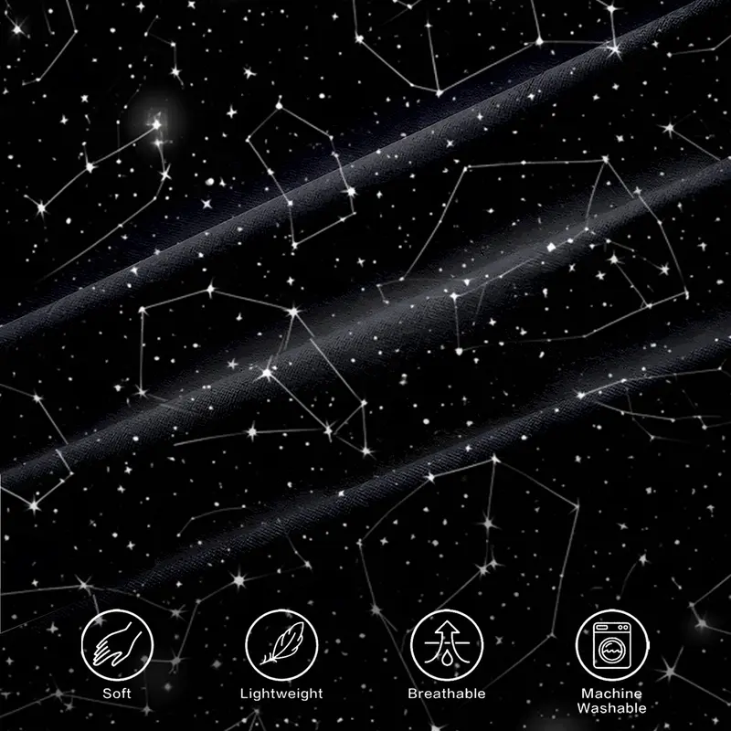 3pcs Fitted sheet Constellation Starry Sky Pattern Soft Microfiber ...