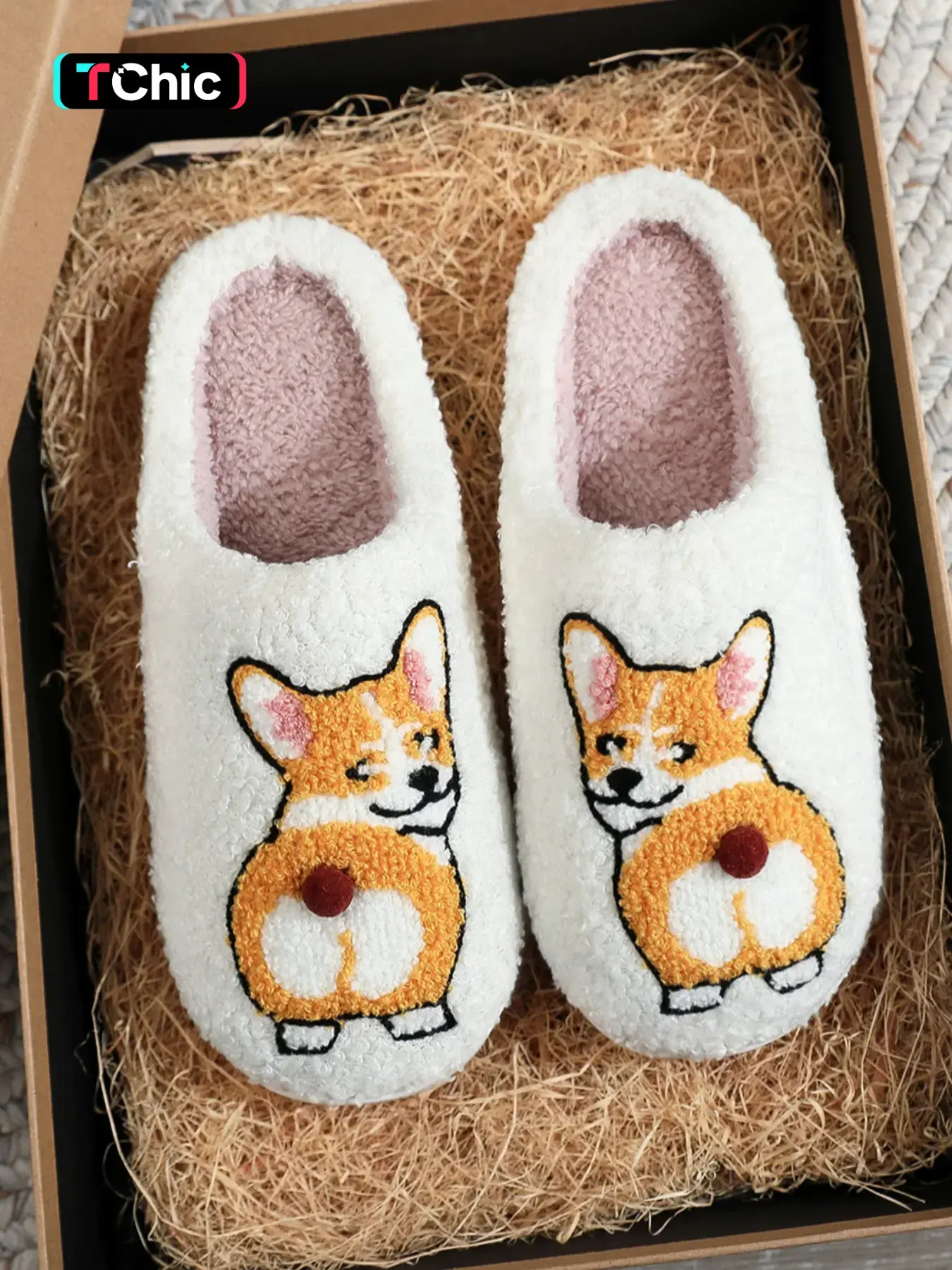 Cute Dog Pattern Unisex Slippers, Casual Soft Comfortable Home Slippers for Women & Men, Warm Slippers for Indoor & Outdoor Use for All Seasons Footwear