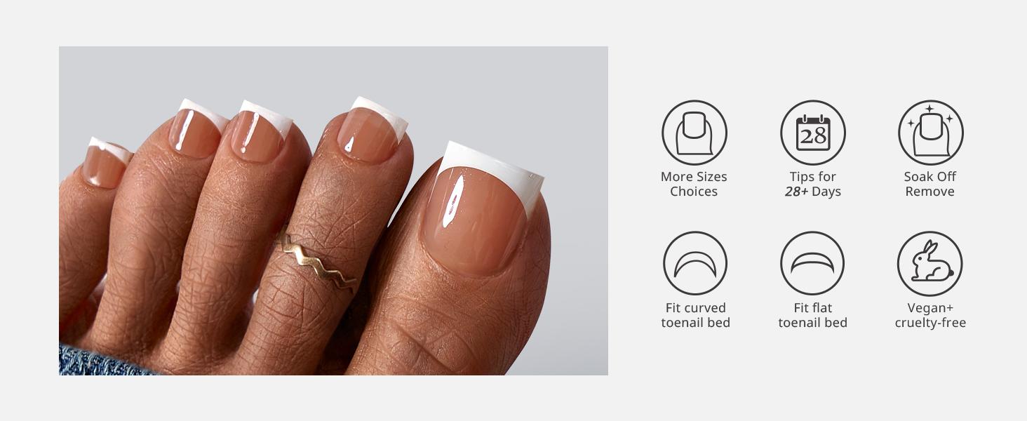 btartboxnails XCOATTIPS Toe Nail Tips - Product only 160pcs  Real Square Brown French Tip Short Toenail Press Ons Fit for Short & Extra Short Toenails Bed,Soft Gel Toe Nail Tips for Women