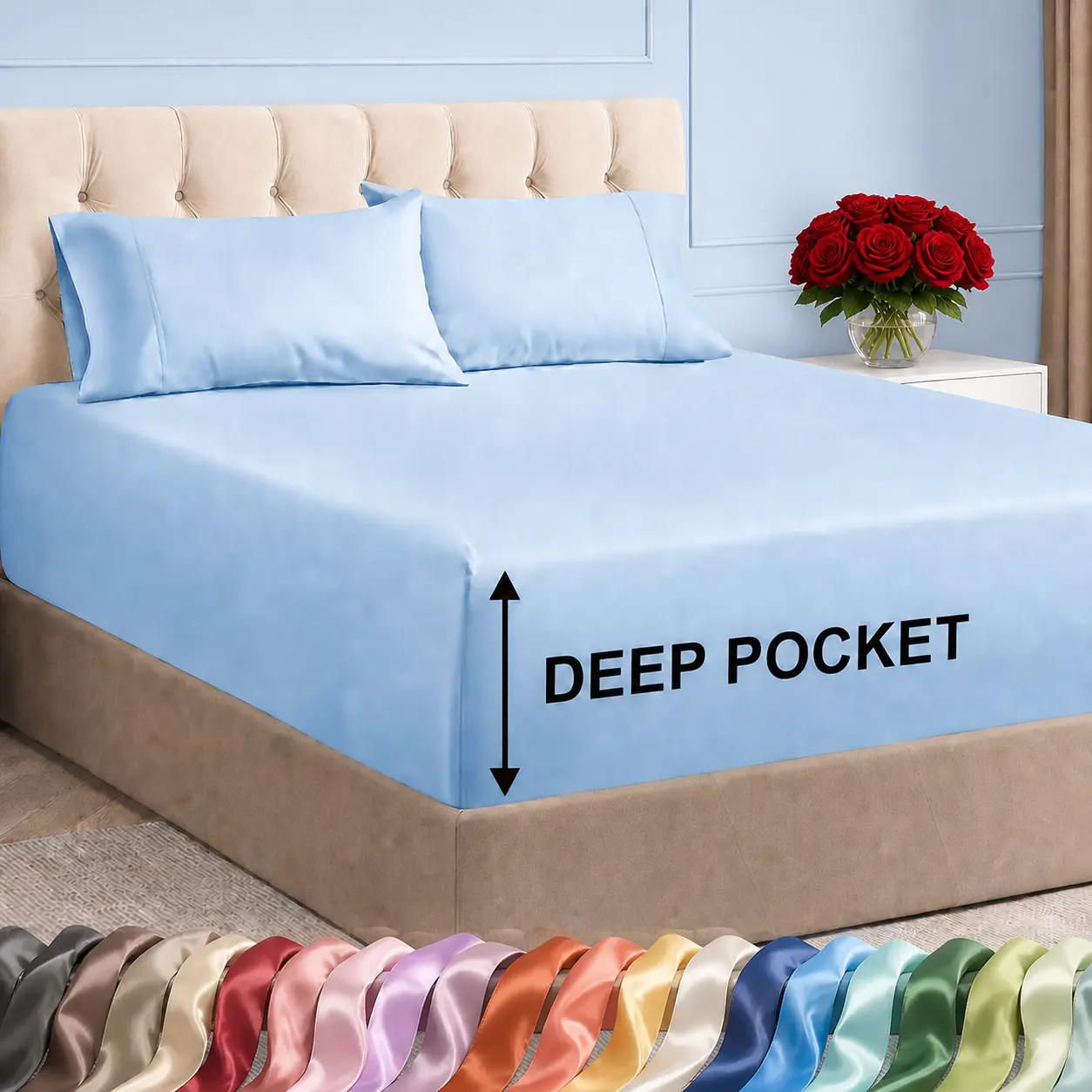 OS OMYSTYLE Cooling Bamboo Sheet Set, Deep Pocket, Breathable And Wrinkle-Resistant Hotel Luxury Bed Sheets, Ultra-Soft And Comfortable