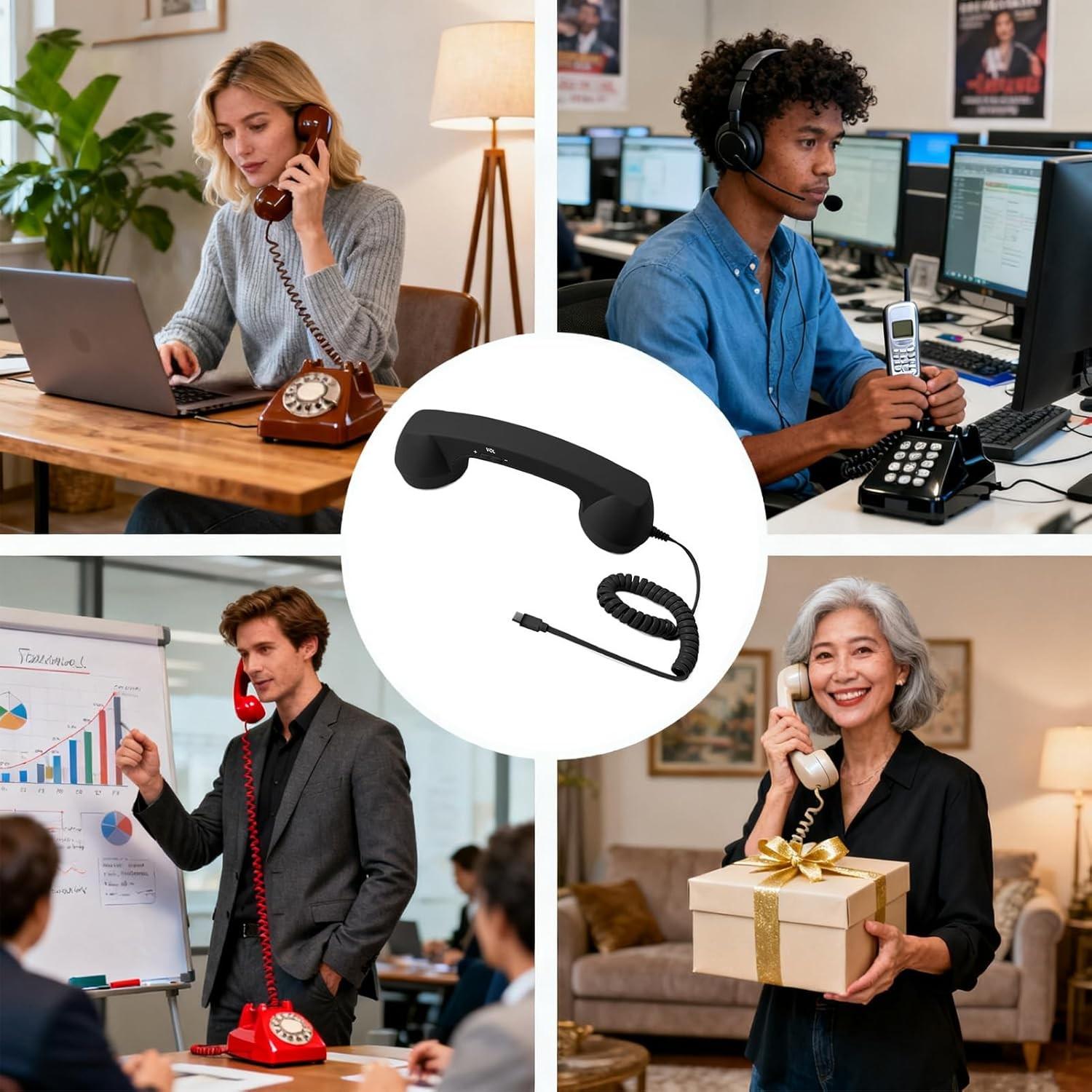 New Type-C Direct Plug Phone, Retro Silent, No Converter Needed, External Call Earpiece, Ergonomic Design, Vibrant Colors, Portable Mini Audio, Headset