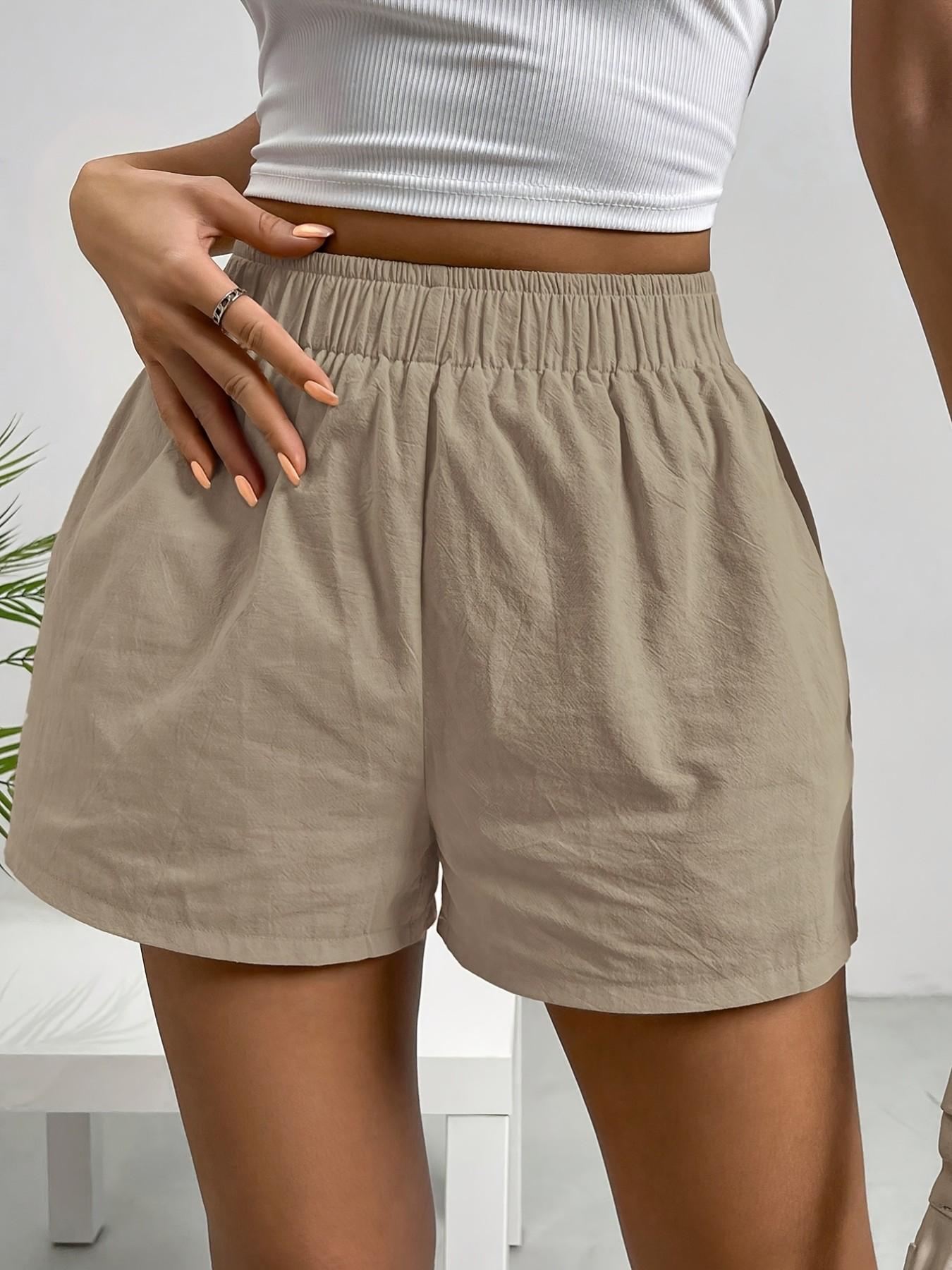 Summer Casual Elastic Waist Shorts, Multi-Color Loose Fit A-Line Wide Leg Pants, Home Commute Versatile Slimming Hotpants