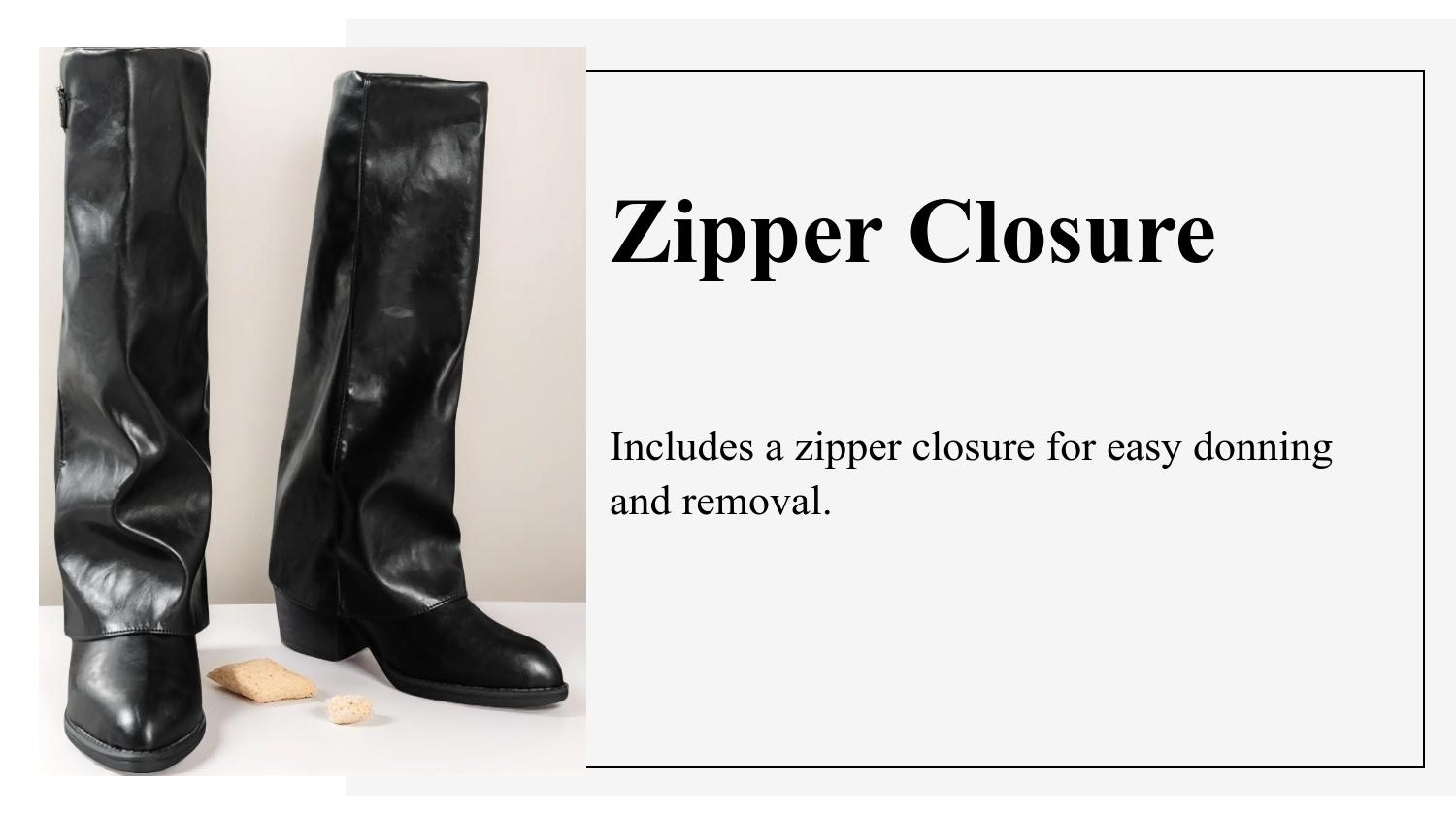 Women's Shark Lock Fold Knee Boots, Wedges High Heels, Zipper Knee-Length, Round-Toe, Designer Luxury, Plus Size, Wide Feet Friendly