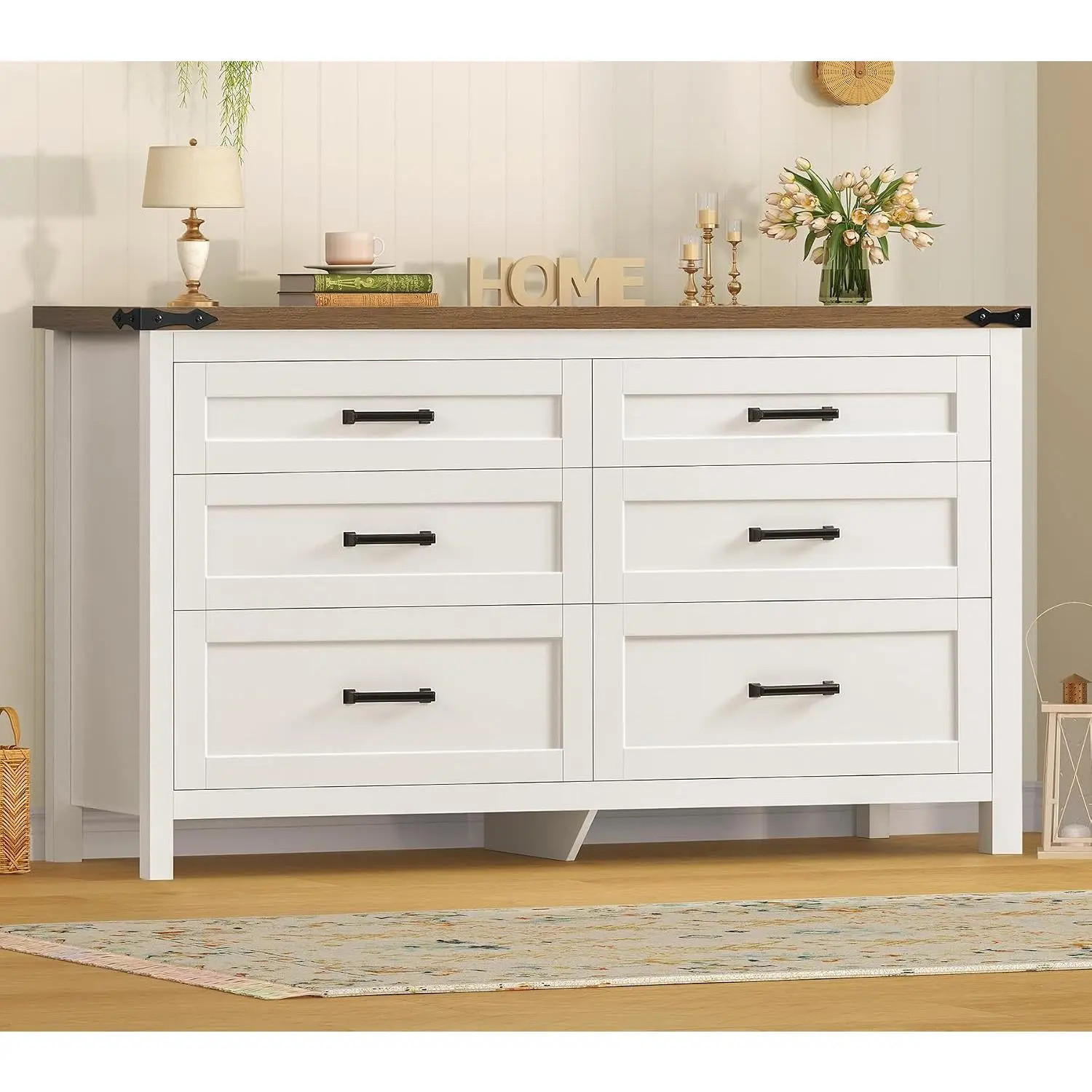 White, 6 Drawers